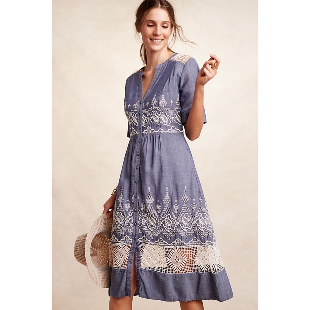 Moulinette Soeurs Embroidered Waters Shirt dress size 0